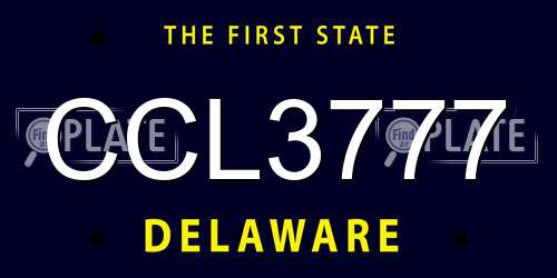 CCL3777 Delaware License Plate