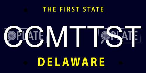 CCMTTST Delaware License Plate