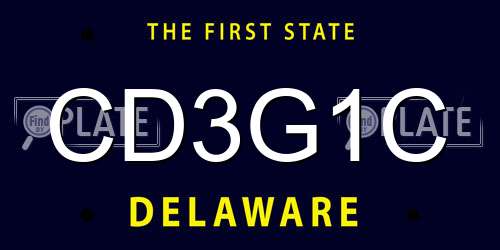 CD3G1C Delaware License Plate