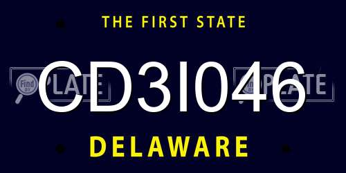 CD3I046 Delaware License Plate