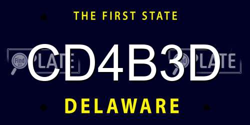 CD4B3D Delaware License Plate