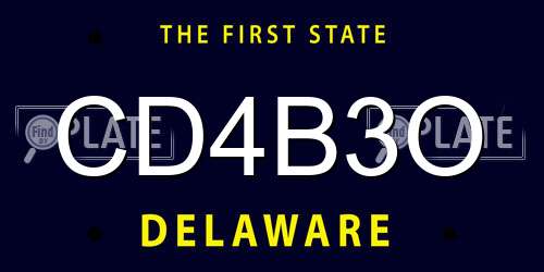 CD4B3O Delaware License Plate