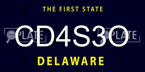 CD4S3O Delaware License Plate
