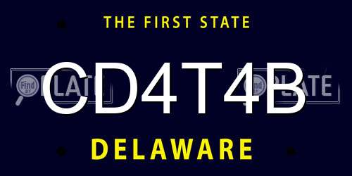 CD4T4B Delaware License Plate
