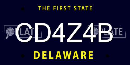 CD4Z4B Delaware License Plate