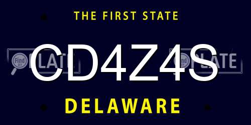 CD4Z4S Delaware License Plate
