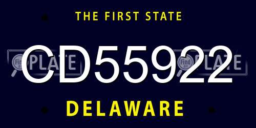 CD55922 Delaware License Plate
