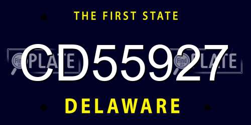 CD55927 Delaware License Plate