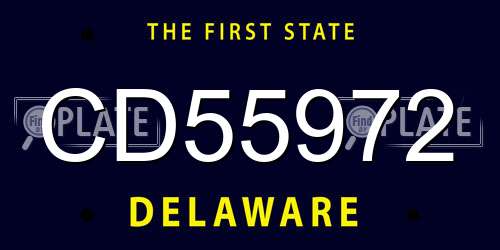 CD55972 Delaware License Plate