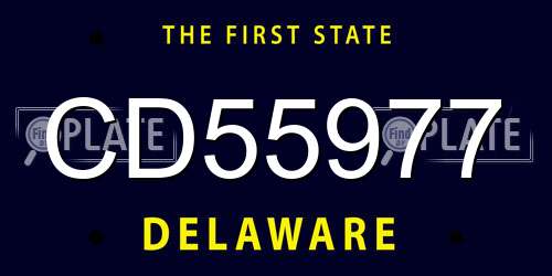 CD55977 Delaware License Plate