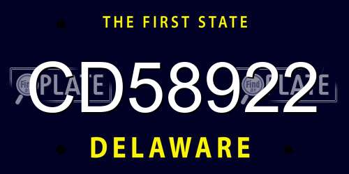 CD58922 Delaware License Plate