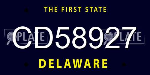 CD58927 Delaware License Plate