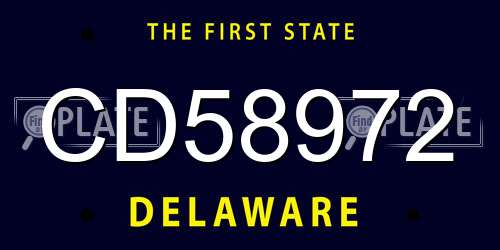 CD58972 Delaware License Plate