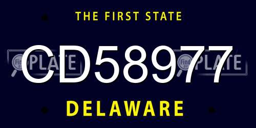 CD58977 Delaware License Plate