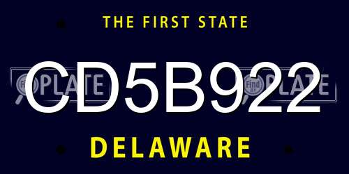 CD5B922 Delaware License Plate