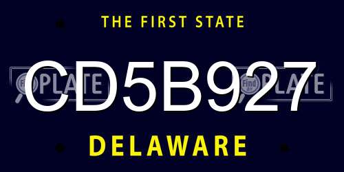 CD5B927 Delaware License Plate