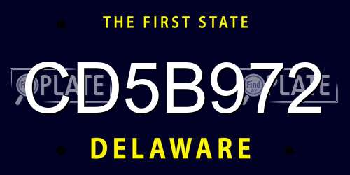 CD5B972 Delaware License Plate