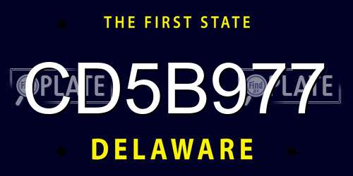 CD5B977 Delaware License Plate