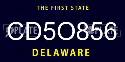 CD5O856 Delaware License Plate