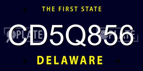 CD5Q856 Delaware License Plate