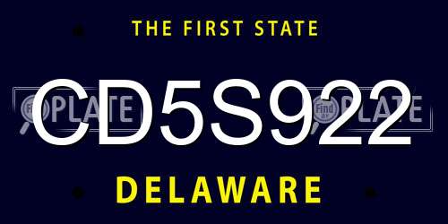 CD5S922 Delaware License Plate