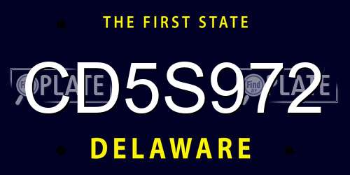 CD5S972 Delaware License Plate