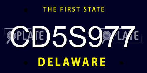 CD5S977 Delaware License Plate