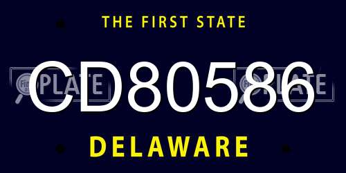CD80586 Delaware License Plate
