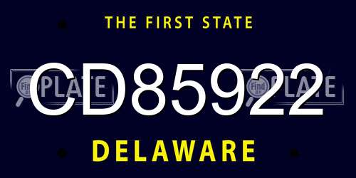 CD85922 Delaware License Plate