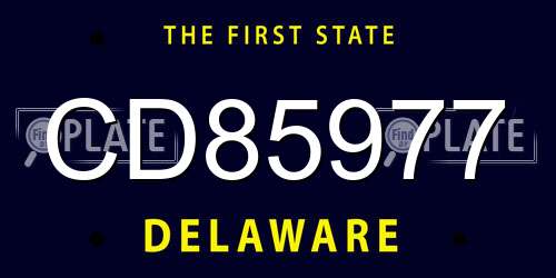 CD85977 Delaware License Plate