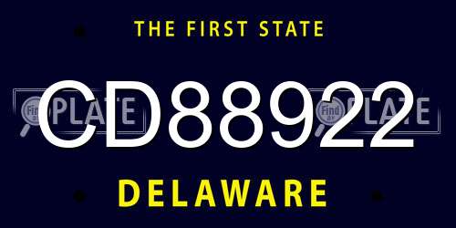 CD88922 Delaware License Plate