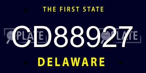 CD88927 Delaware License Plate