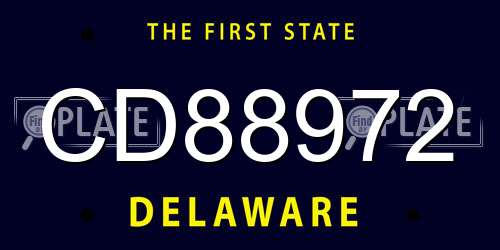 CD88972 Delaware License Plate