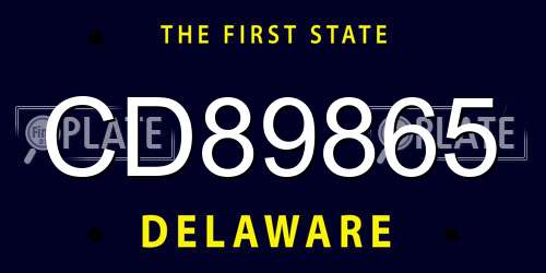 CD89865 Delaware License Plate