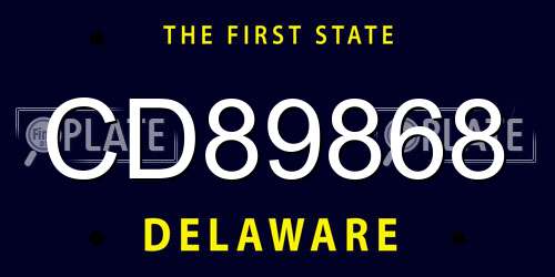 CD89868 Delaware License Plate