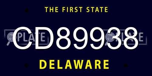 CD89938 Delaware License Plate