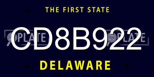 CD8B922 Delaware License Plate