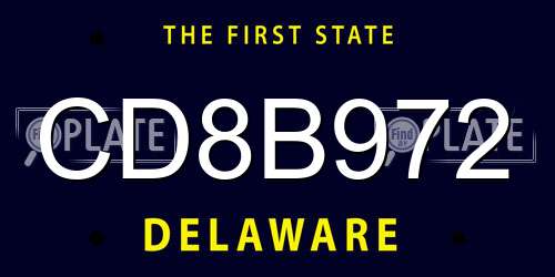 CD8B972 Delaware License Plate