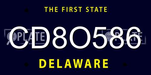 CD8O586 Delaware License Plate