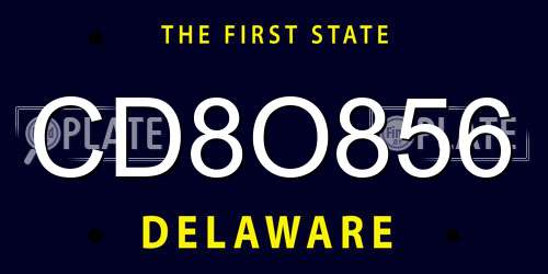 CD8O856 Delaware License Plate