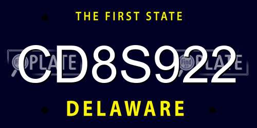 CD8S922 Delaware License Plate