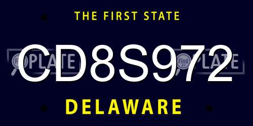 CD8S972 Delaware License Plate