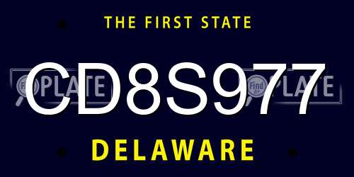 CD8S977 Delaware License Plate