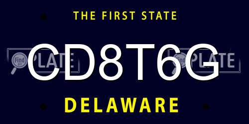 CD8T6G Delaware License Plate