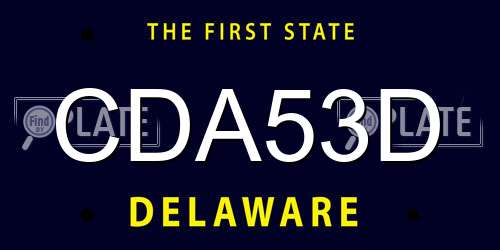 CDA53D Delaware License Plate