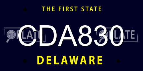CDA830 Delaware License Plate
