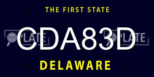 CDA83D Delaware License Plate