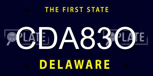 CDA83O Delaware License Plate