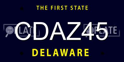 CDAZ45 Delaware License Plate