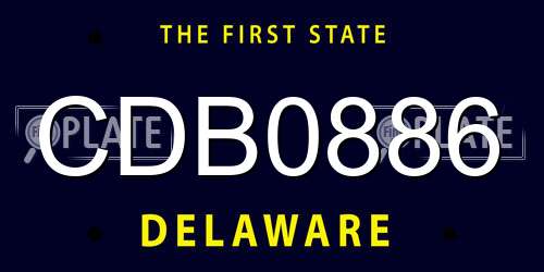 CDB0886 Delaware License Plate